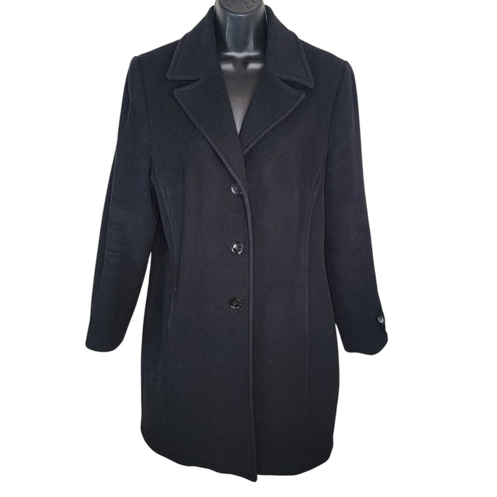 Kristen Blake Wool & Cashmere Blend Black Coat Jacket Size 10